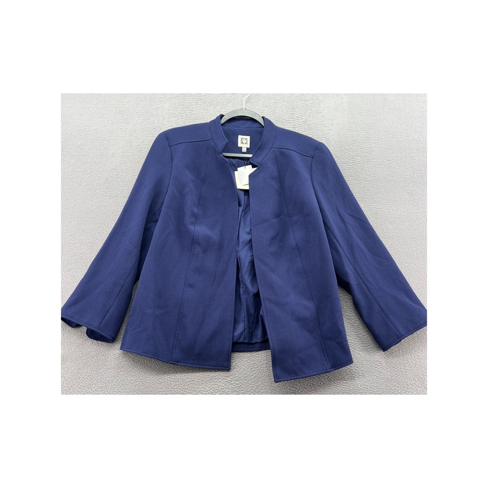Anne Klein Jacket Women's Size 14 Blue Open Front Blazer Stand Collar NWT
